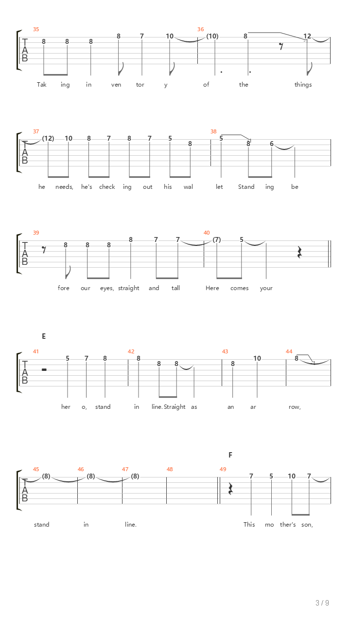 Stand In Line吉他谱