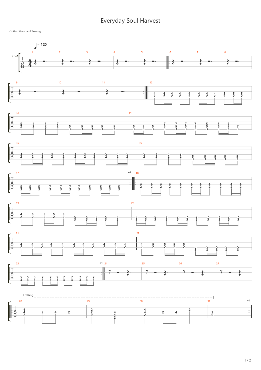Everyday Soul Harvest吉他谱