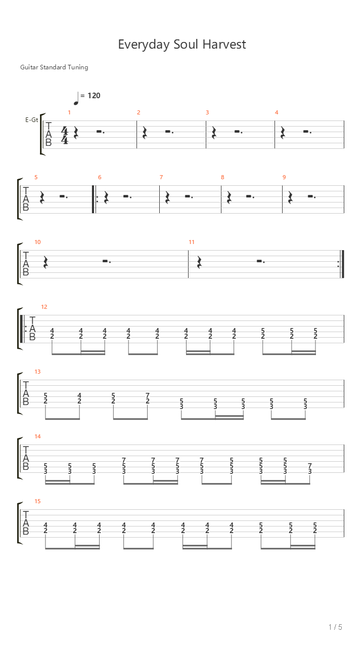 Everyday Soul Harvest吉他谱