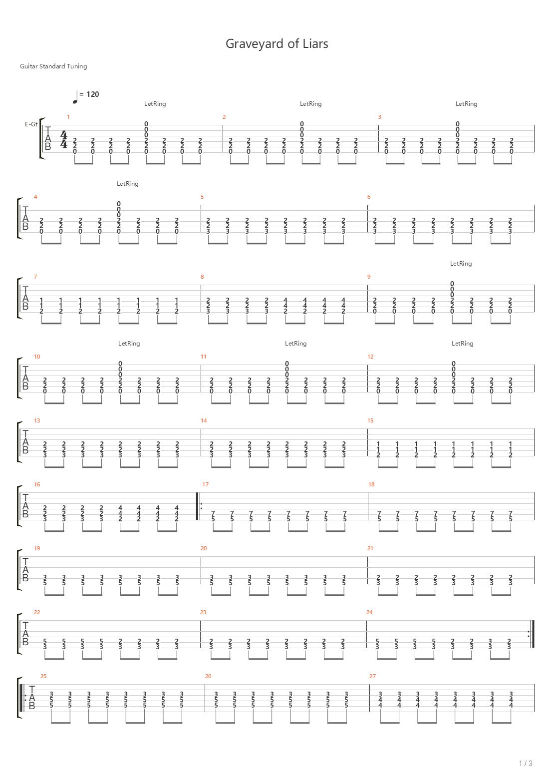Graveyard Of Liars吉他谱