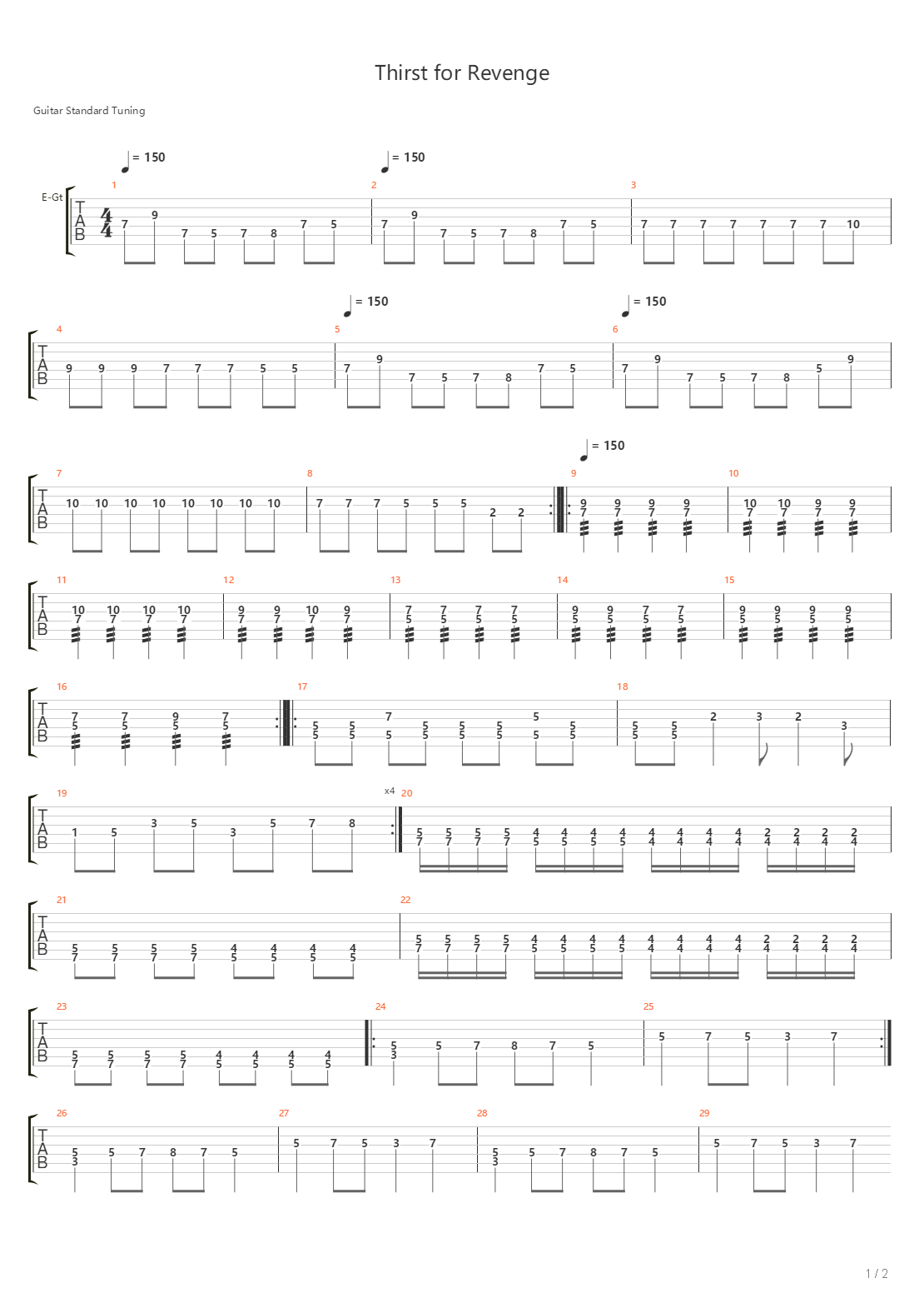 Thirst For Revenge吉他谱