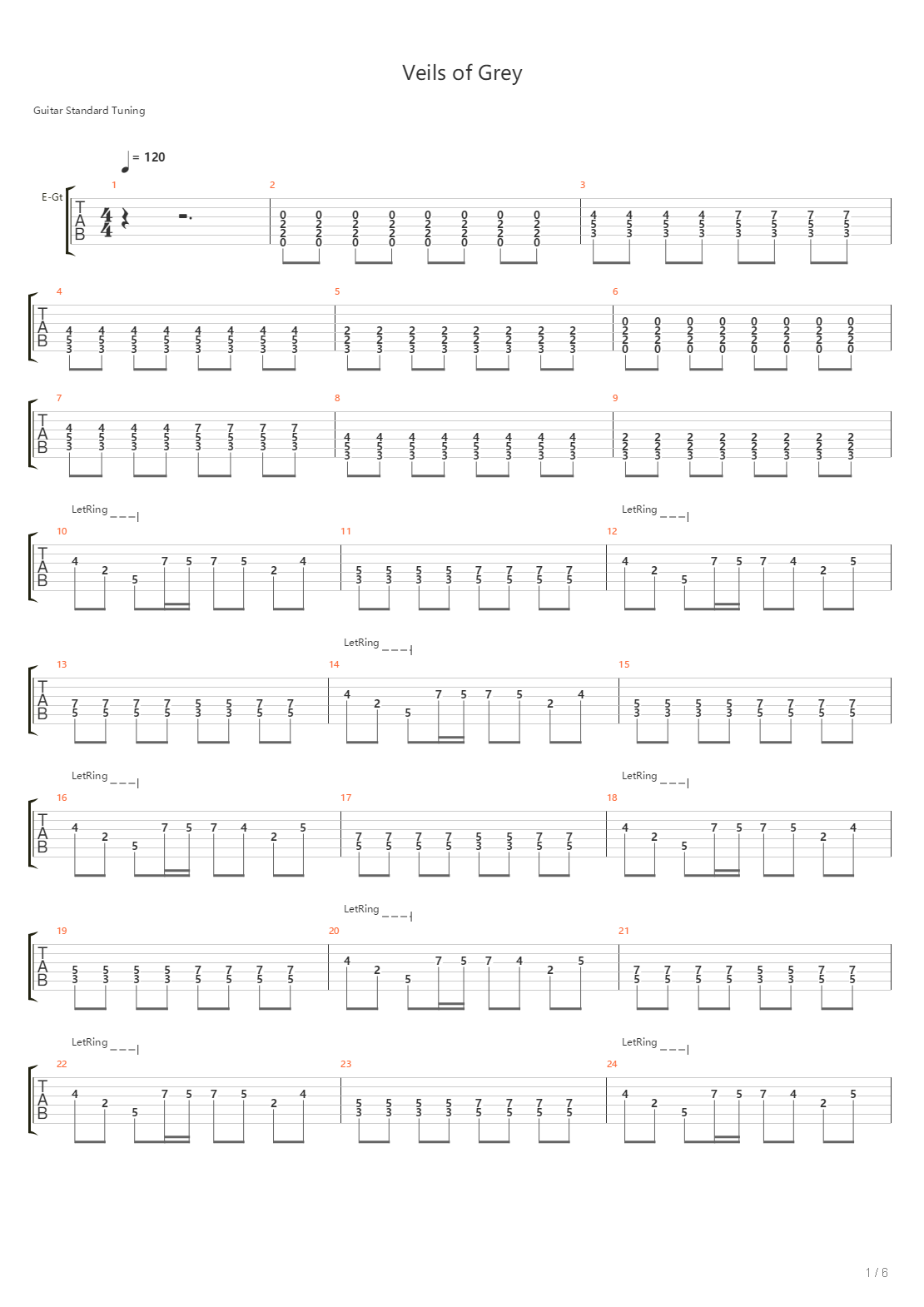 Veils Of Grey吉他谱