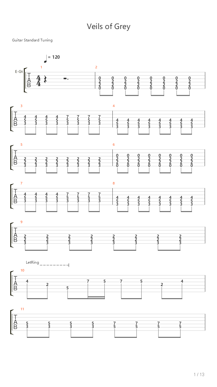 Veils Of Grey吉他谱