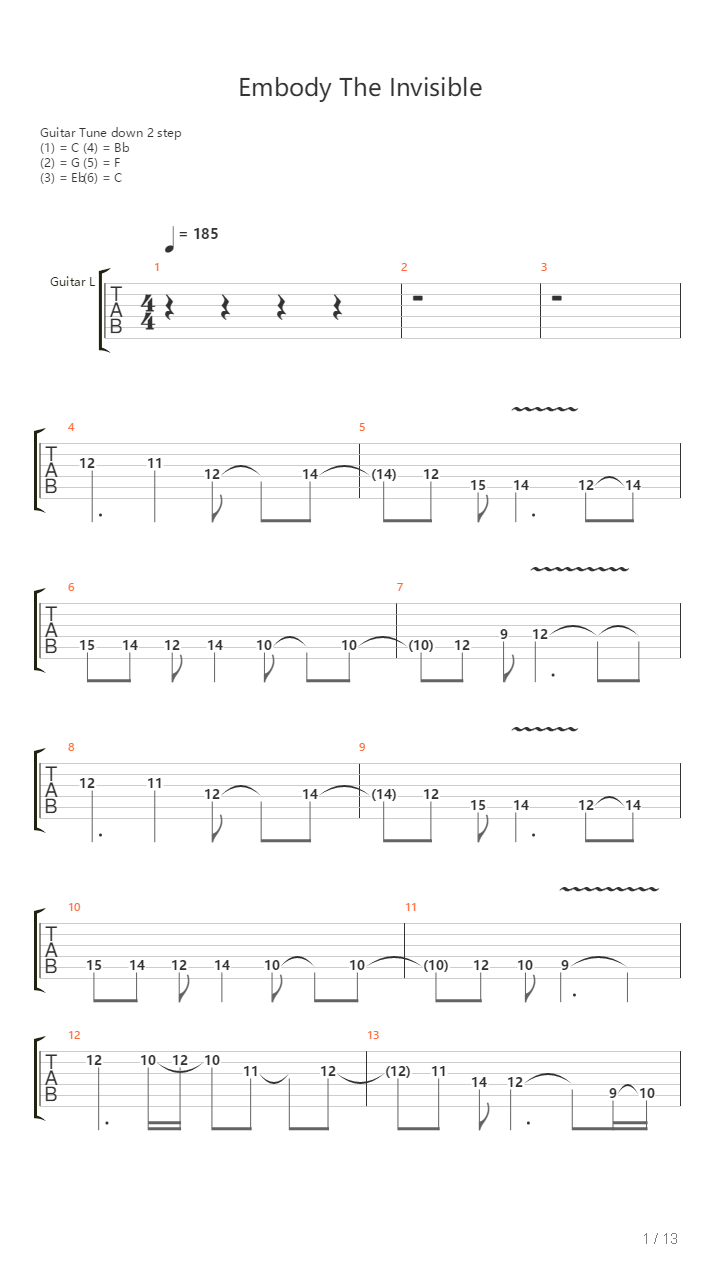 Embody The Invisible吉他谱