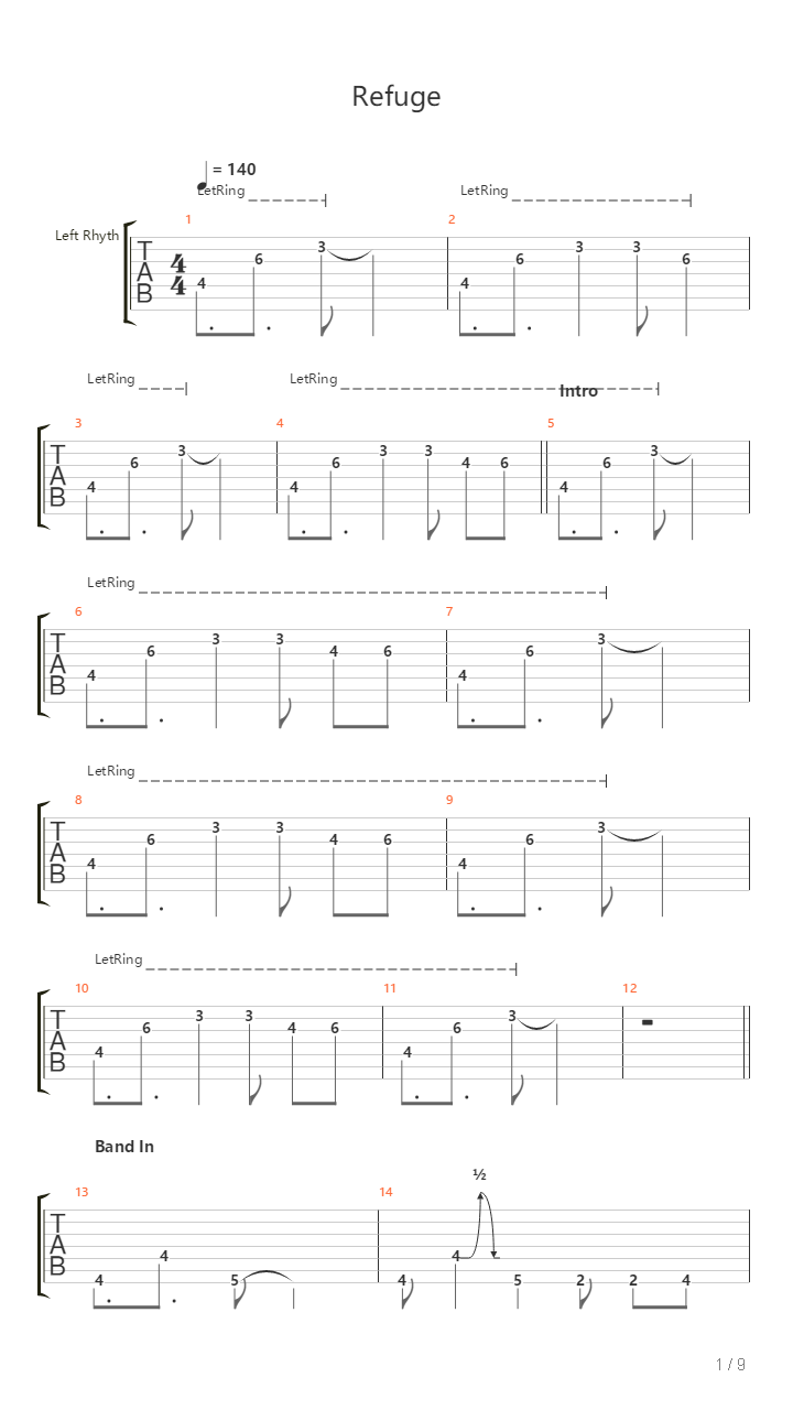 Refuge吉他谱