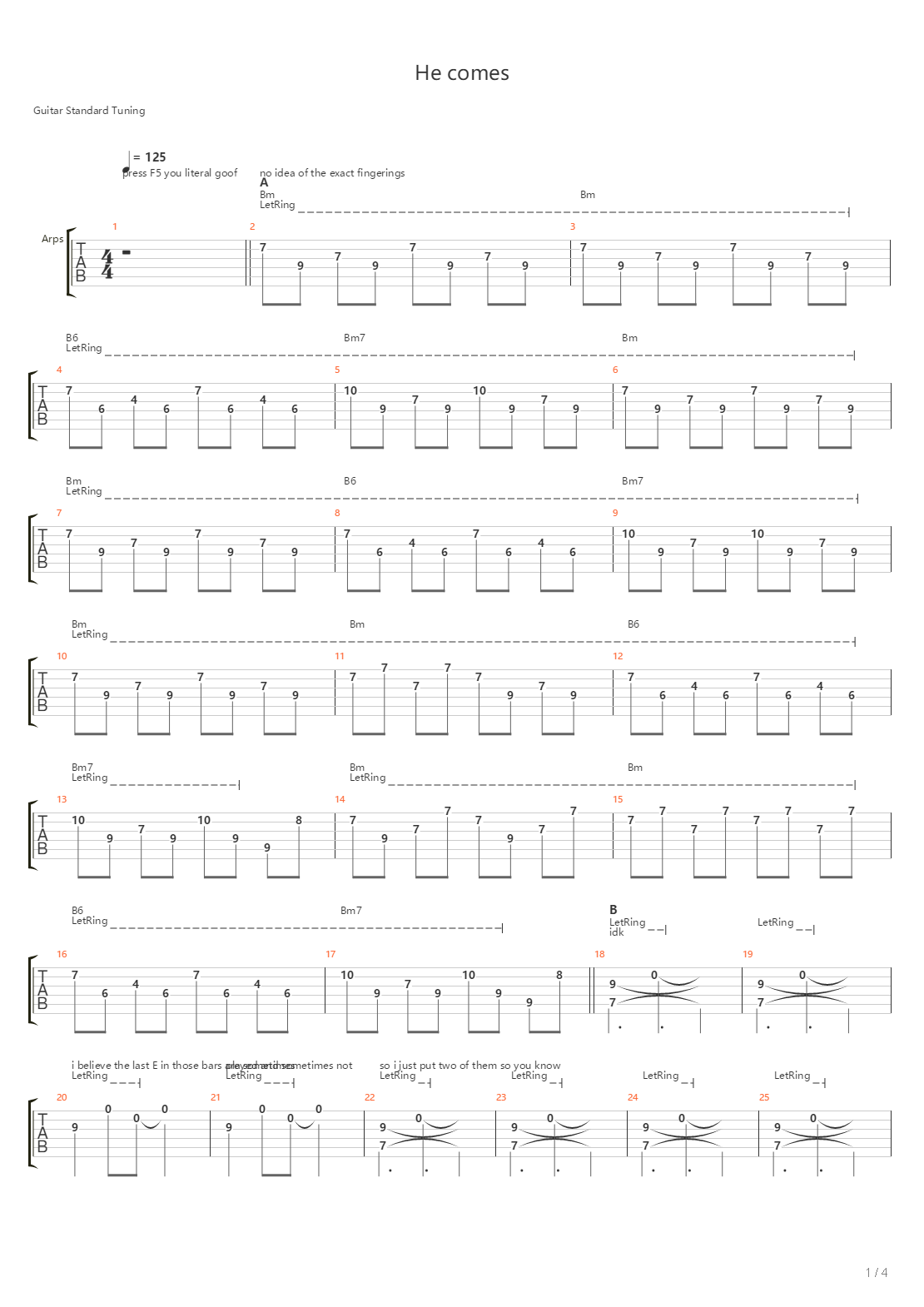 He Comes吉他谱