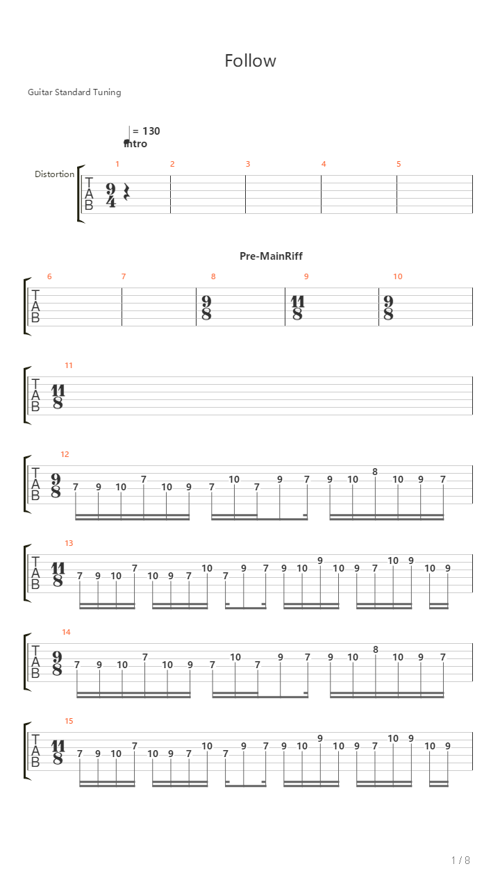 Follow 1St Movement Of The Odyssey吉他谱