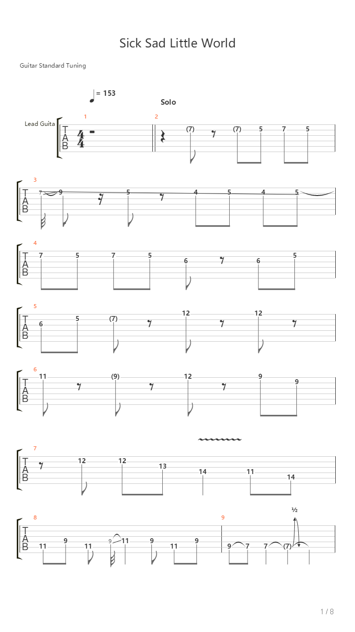 Sick Sad Little World吉他谱
