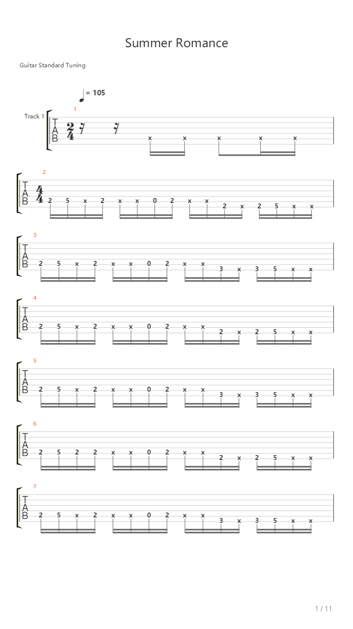 Summer Romance Anti Gravity Love Song吉他谱