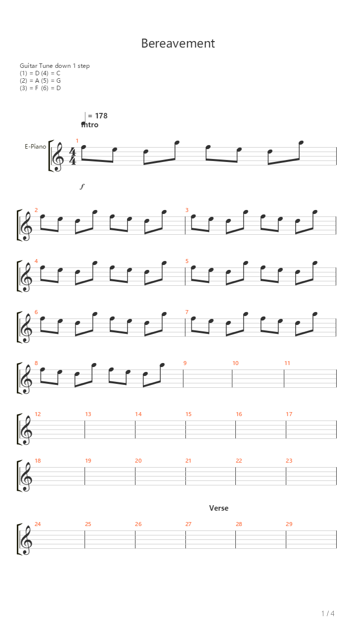 Bereavement吉他谱