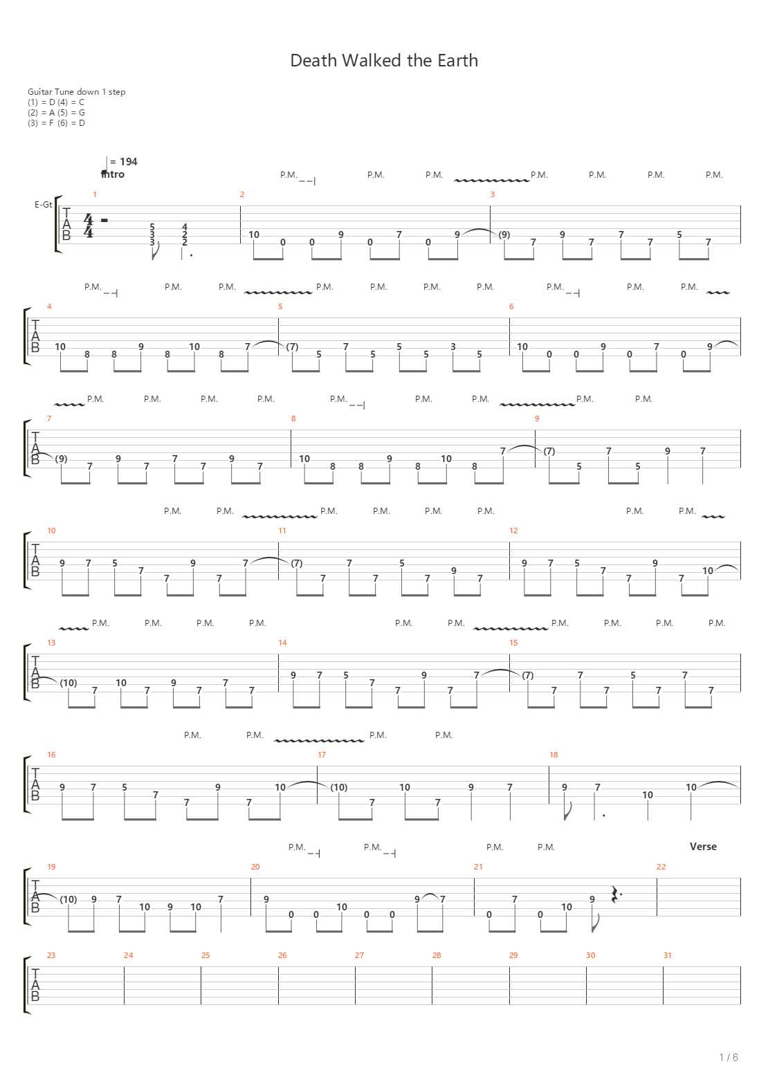 Death Walked The Earth吉他谱