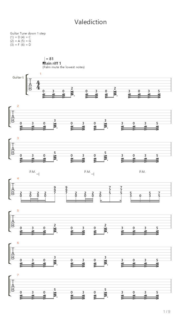 Valediction吉他谱