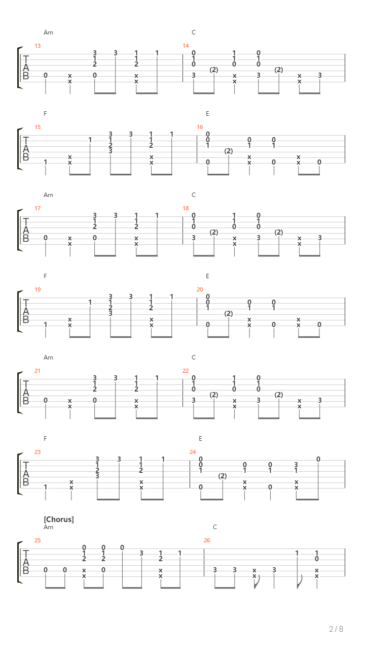 August吉他谱