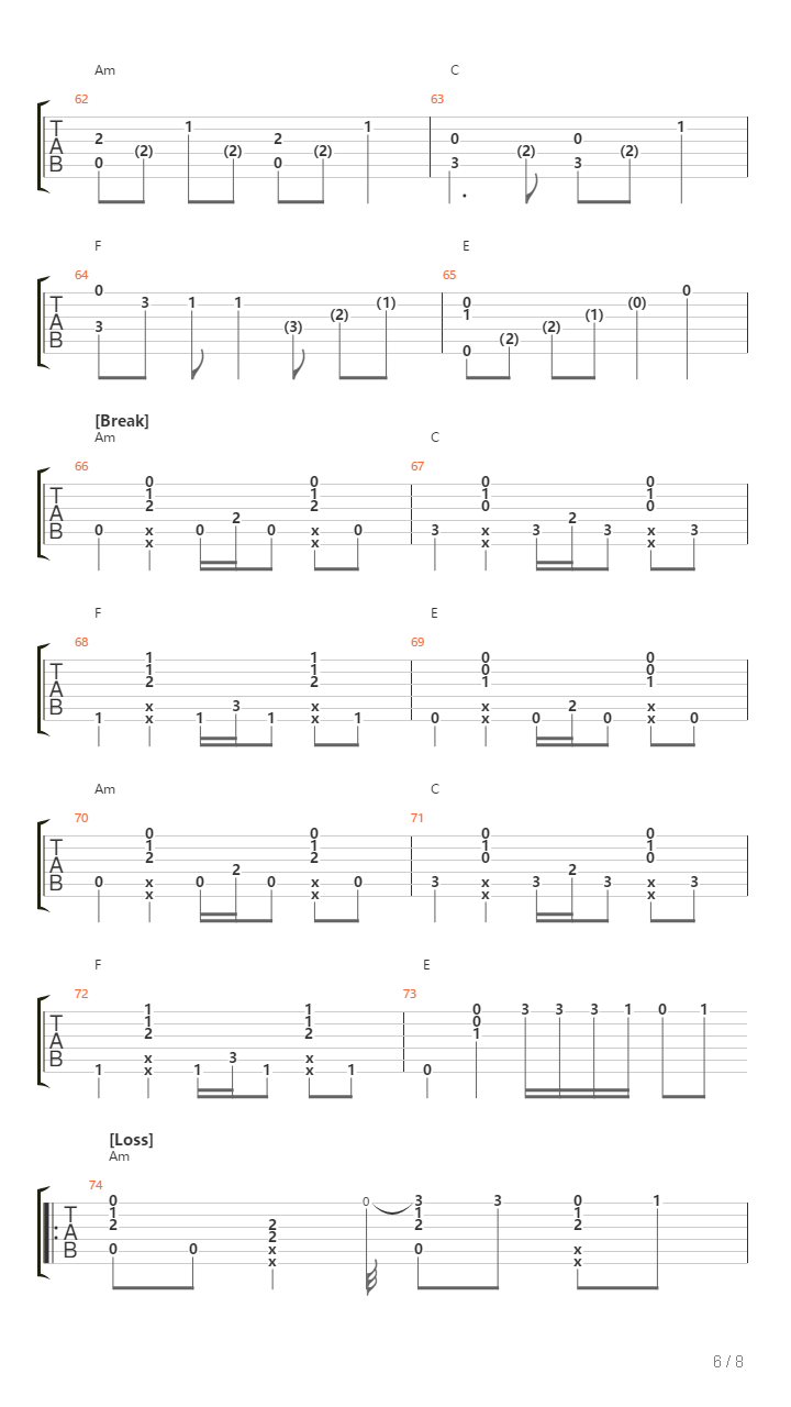 August吉他谱