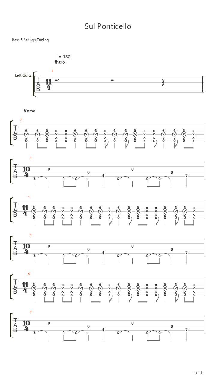 Sul Ponticello吉他谱