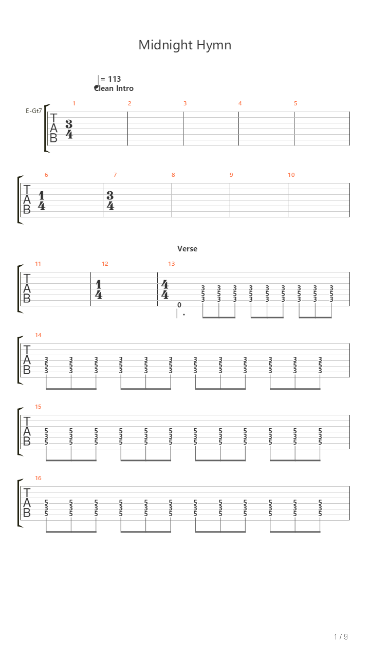 Midnight Hymn吉他谱