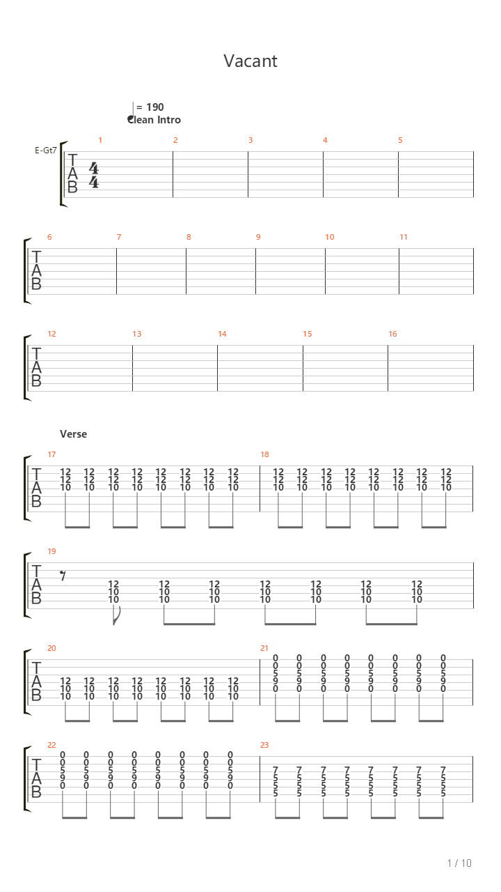 Vacant吉他谱