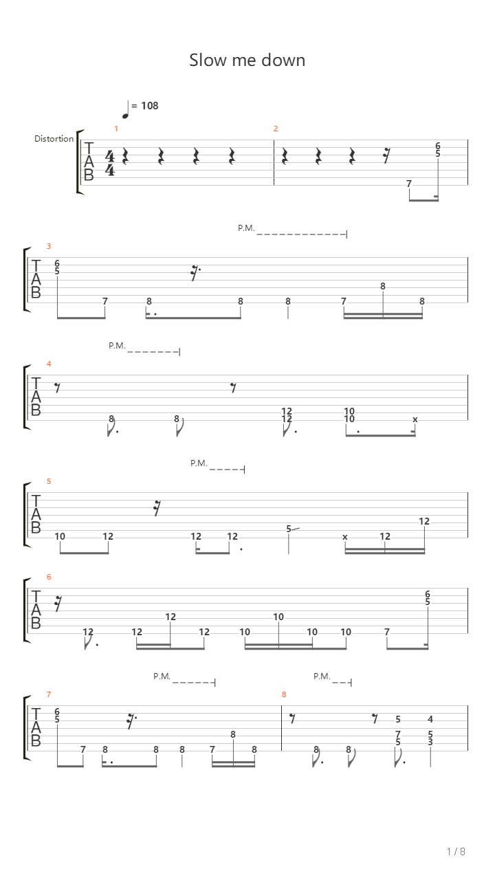 Slow Me Down吉他谱
