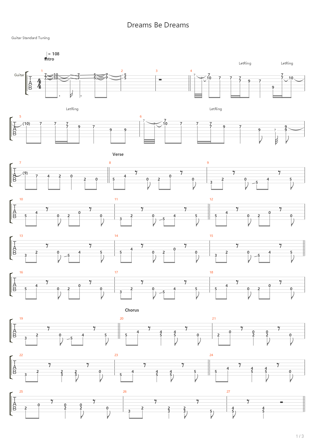 Dreams Be Dreams吉他谱