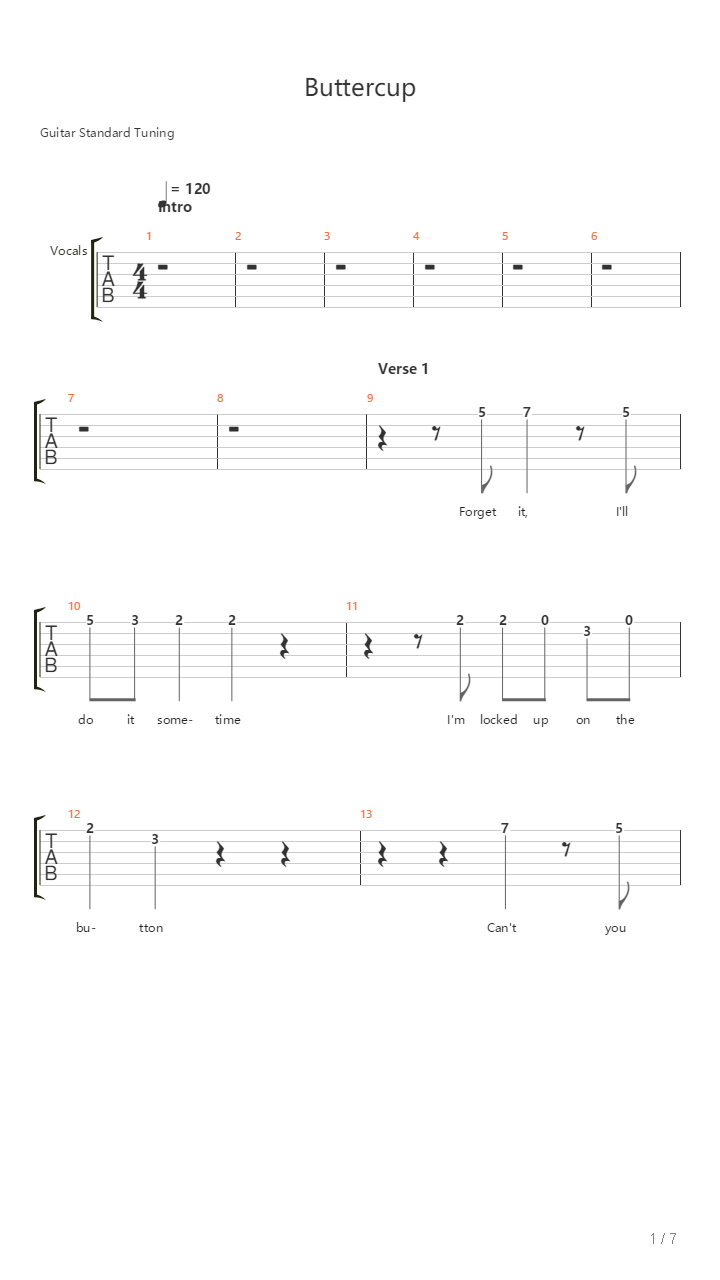Buttercup吉他谱