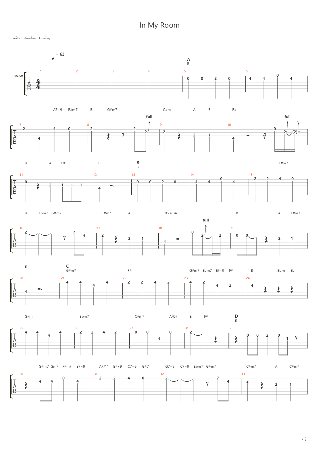 In My Room吉他谱