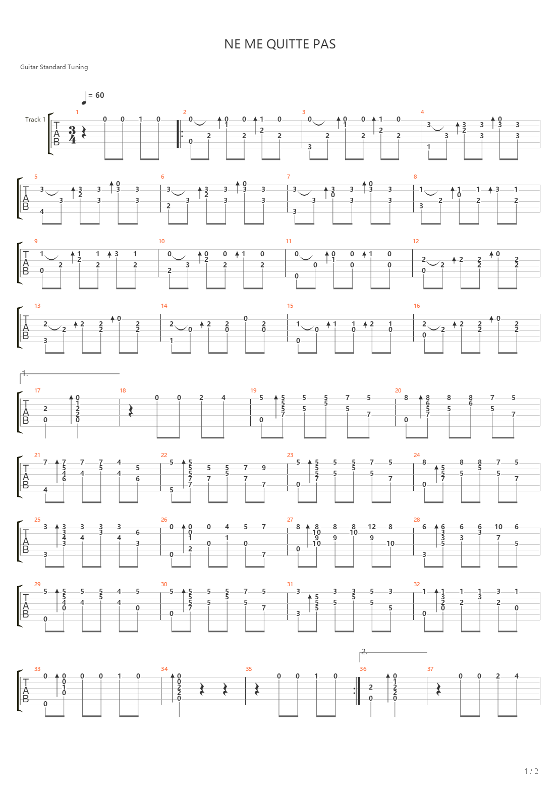 Ne Me Quitte Pas吉他谱