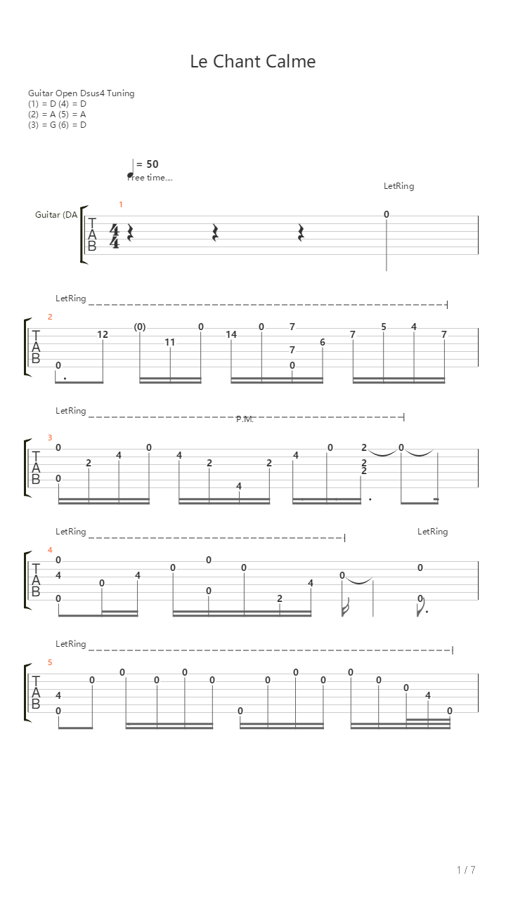 Le Chant Calme吉他谱