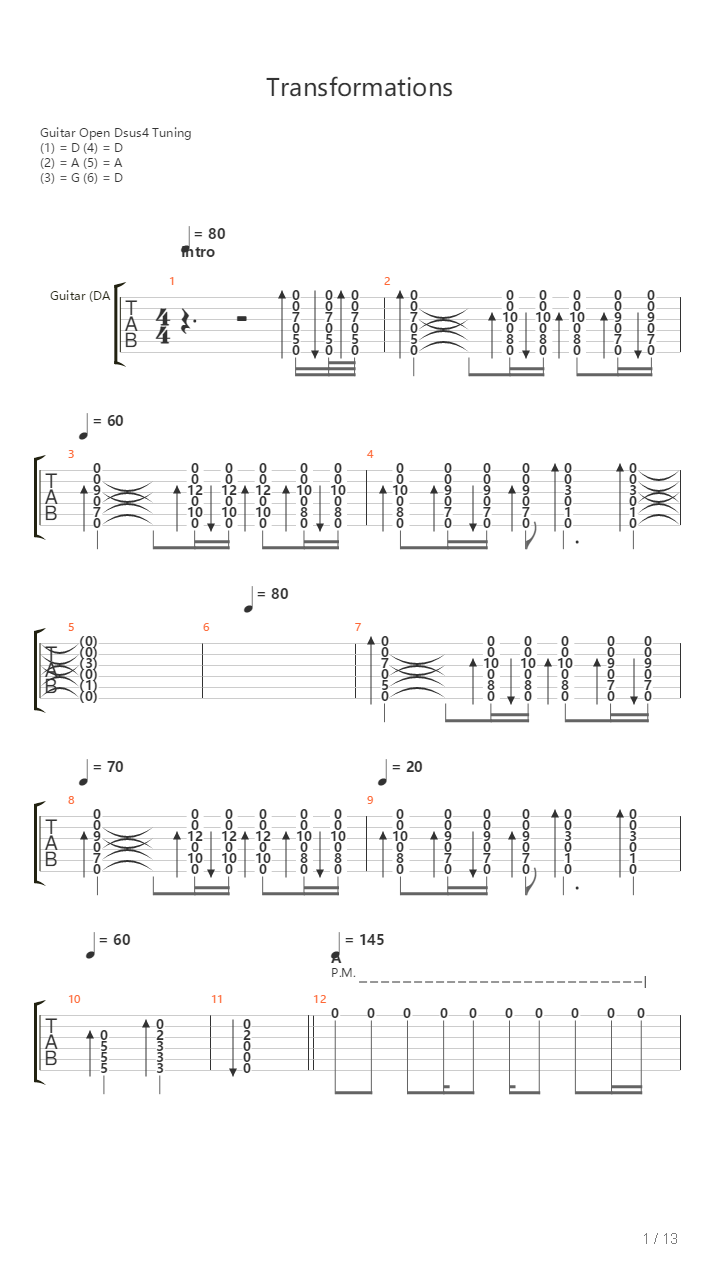Transformations吉他谱