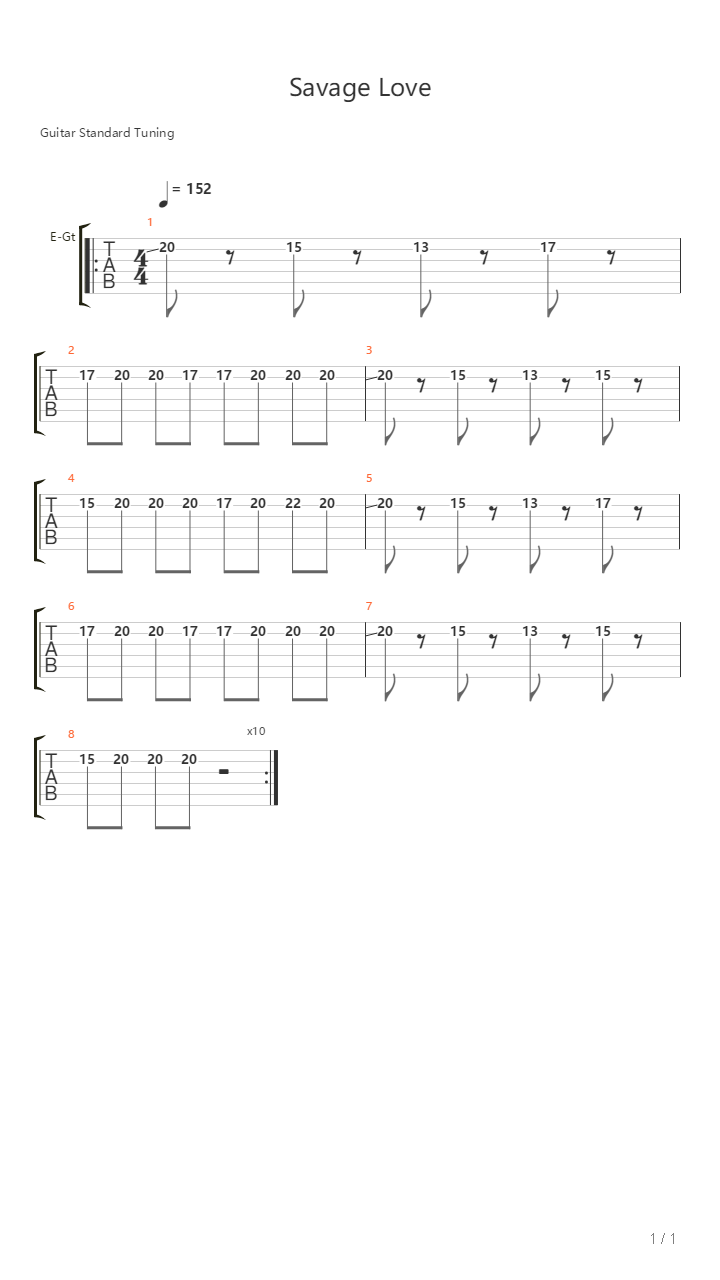 Savage Love吉他谱