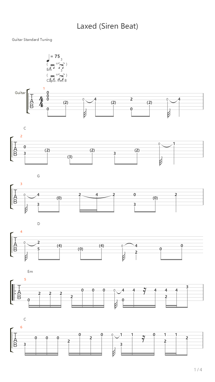 Laxed Siren Beat吉他谱
