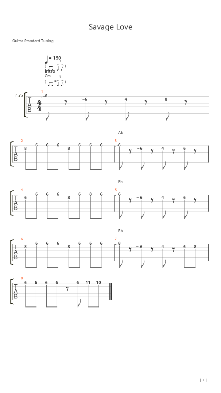 Savage Love Laxed - Siren Beat吉他谱