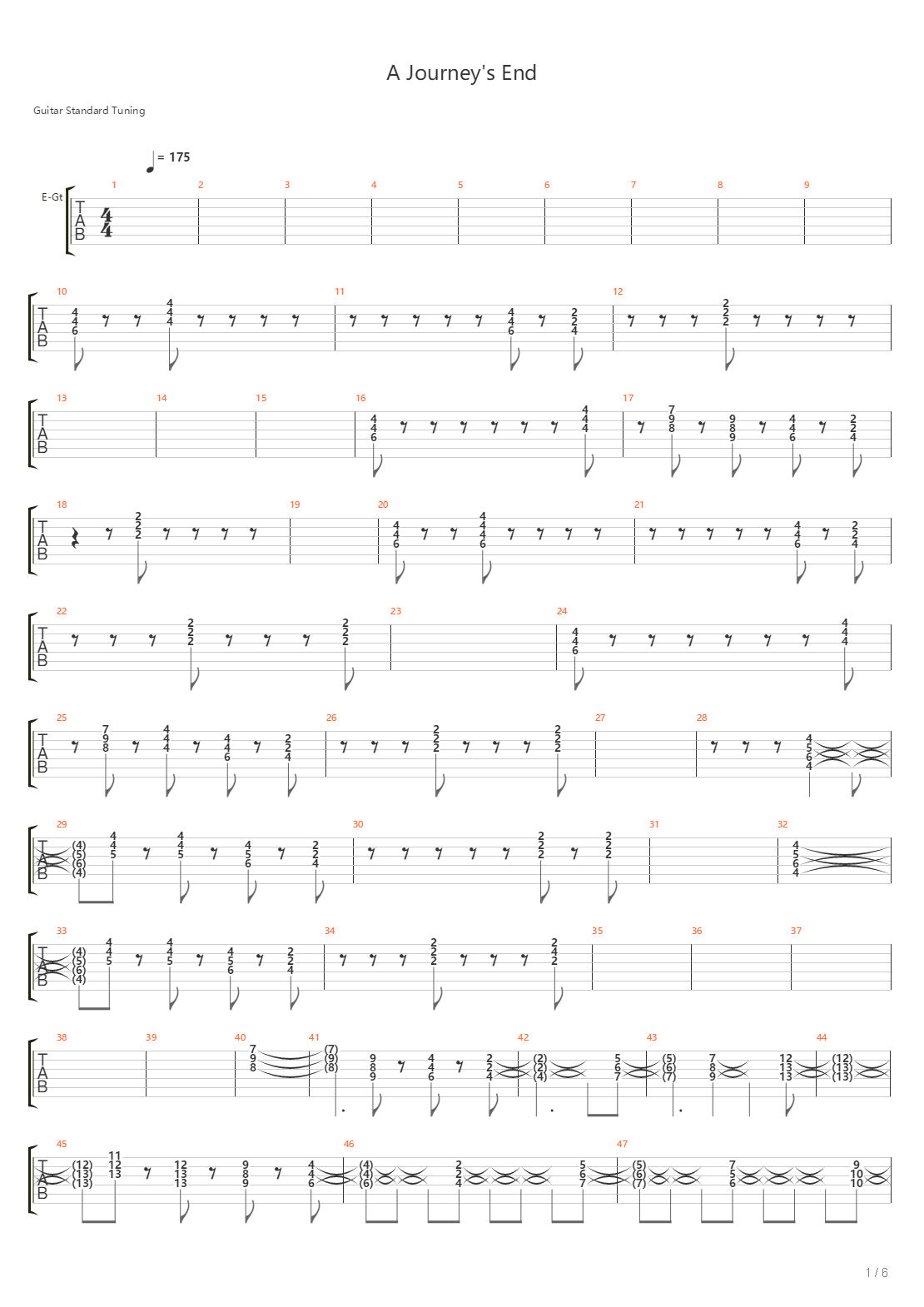 A Journeys End吉他谱