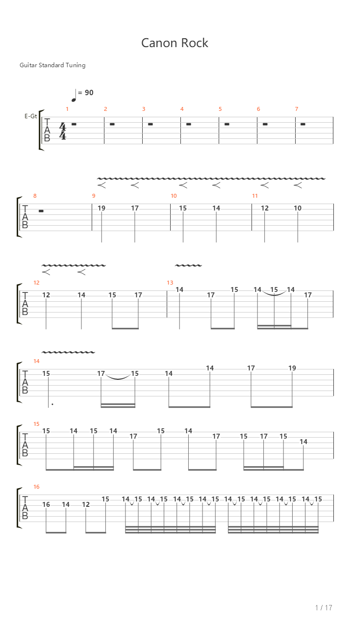 Canon Rock吉他谱