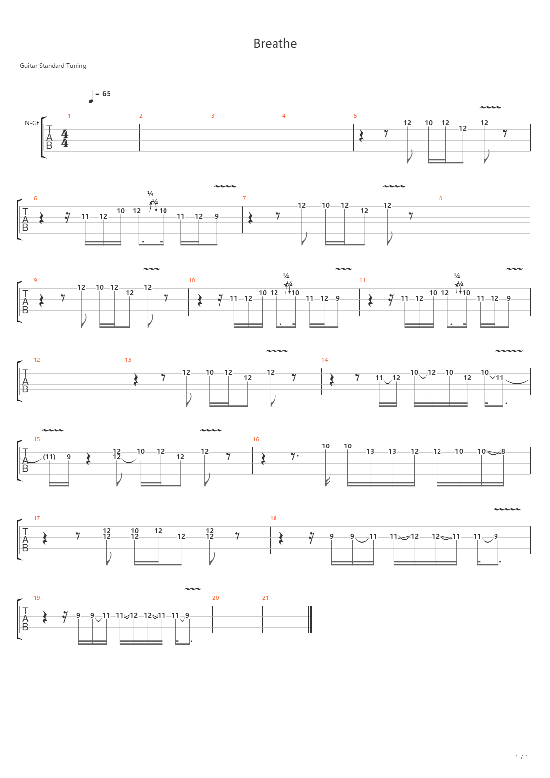 Breathe吉他谱