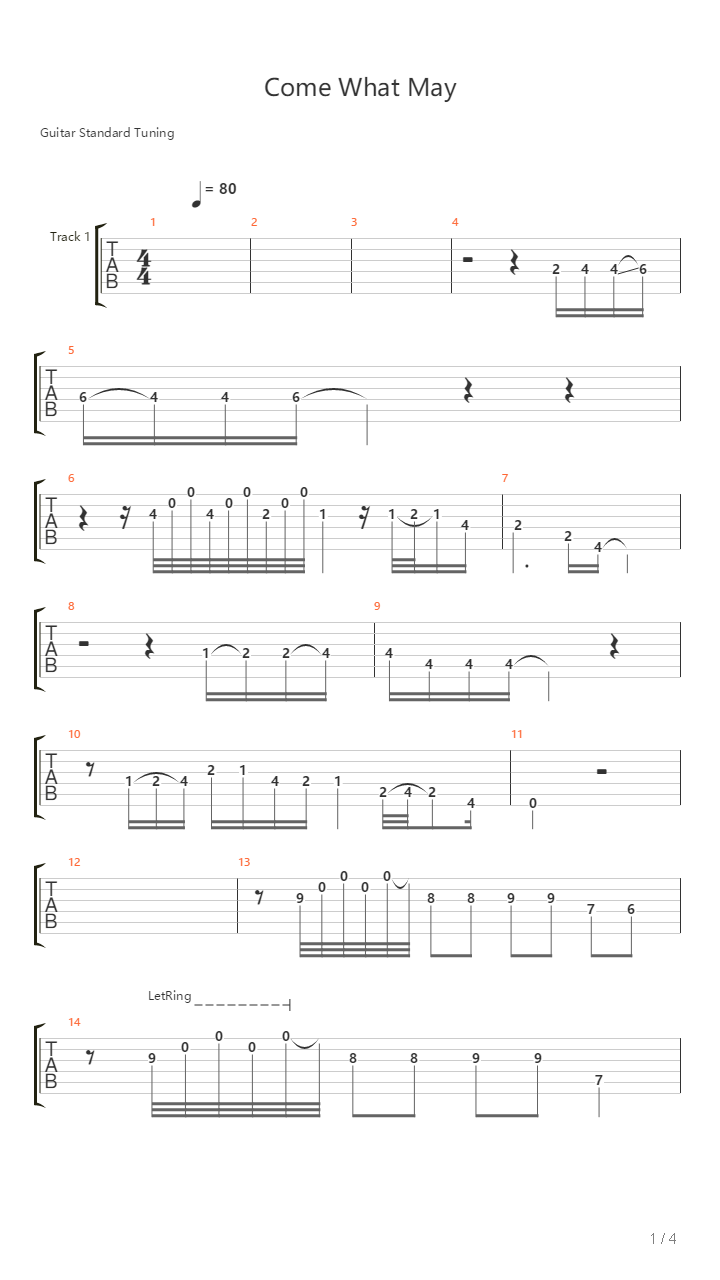 Come What May吉他谱
