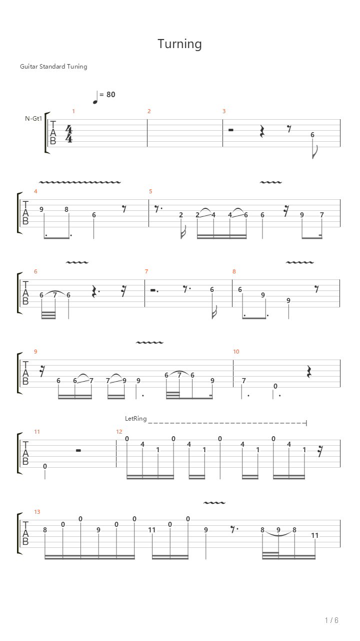 Turning吉他谱