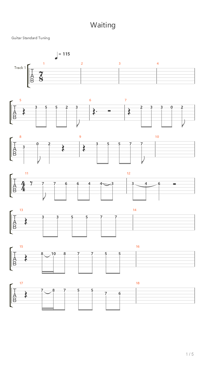 Waiting吉他谱
