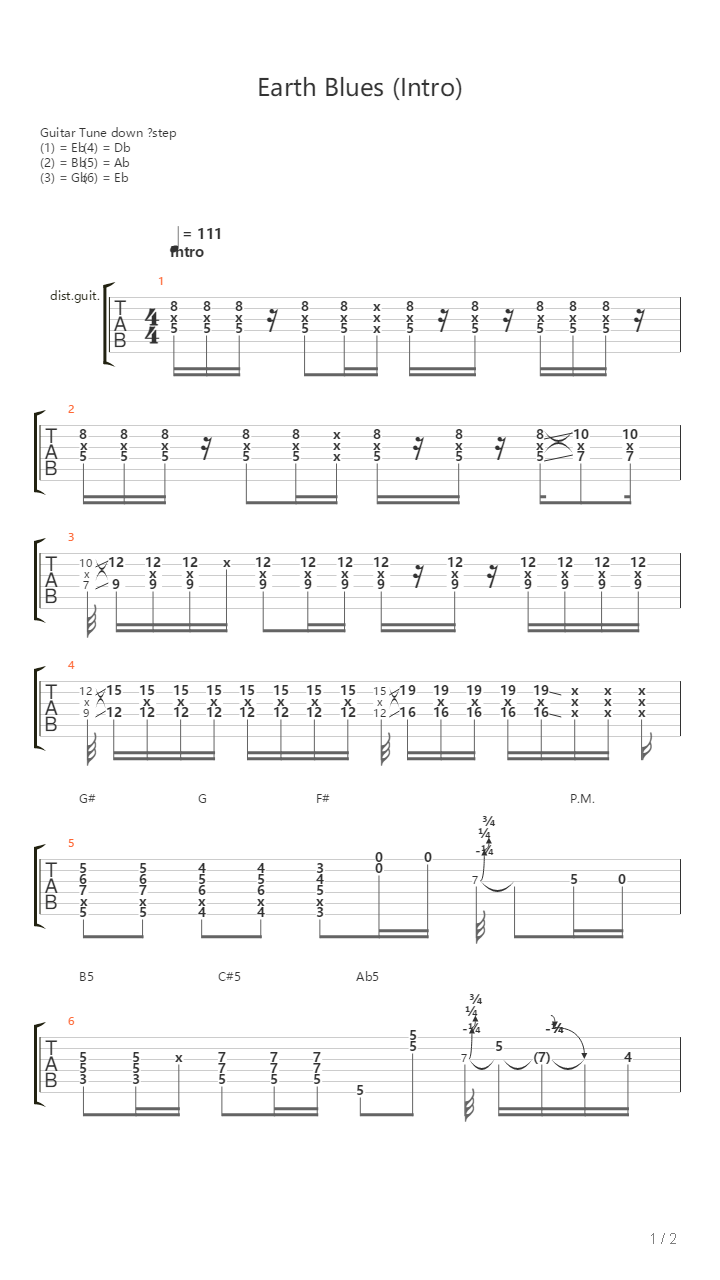 Earth Blues吉他谱