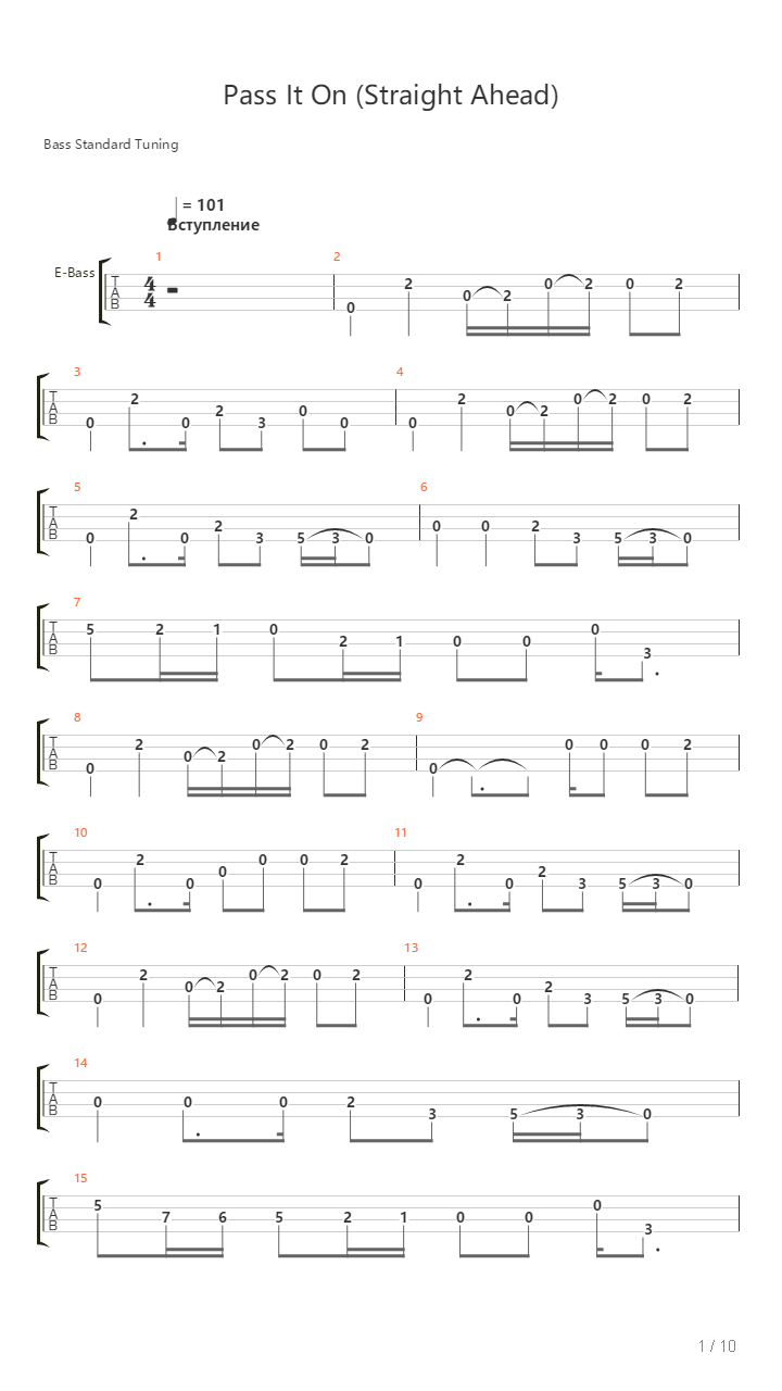 Pass It On Straight Ahead吉他谱