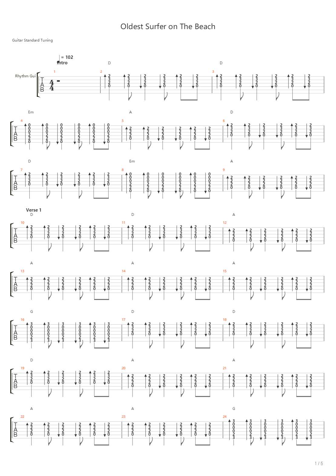 Oldest Surfer On The Beach吉他谱