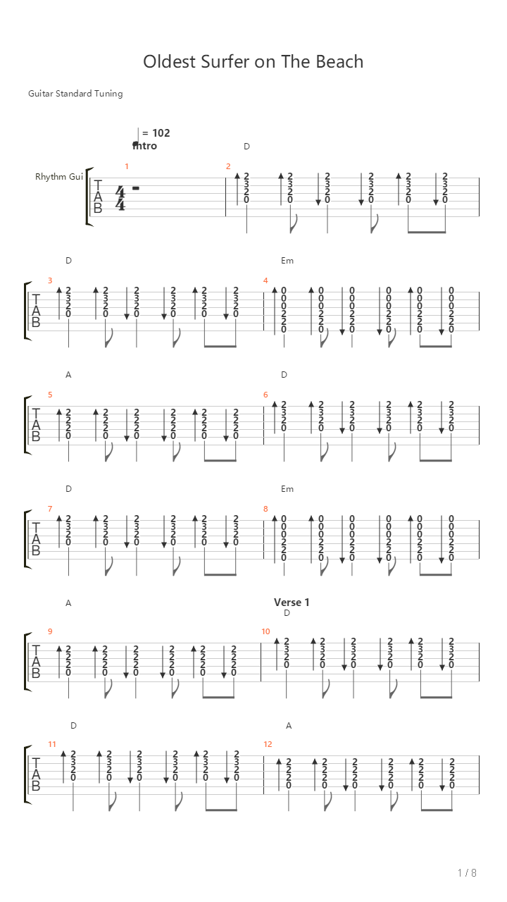 Oldest Surfer On The Beach吉他谱