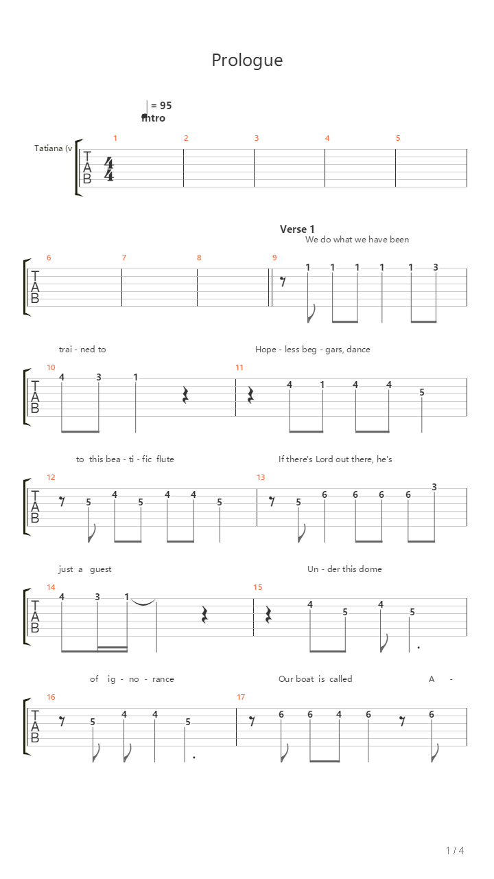 Prologue吉他谱