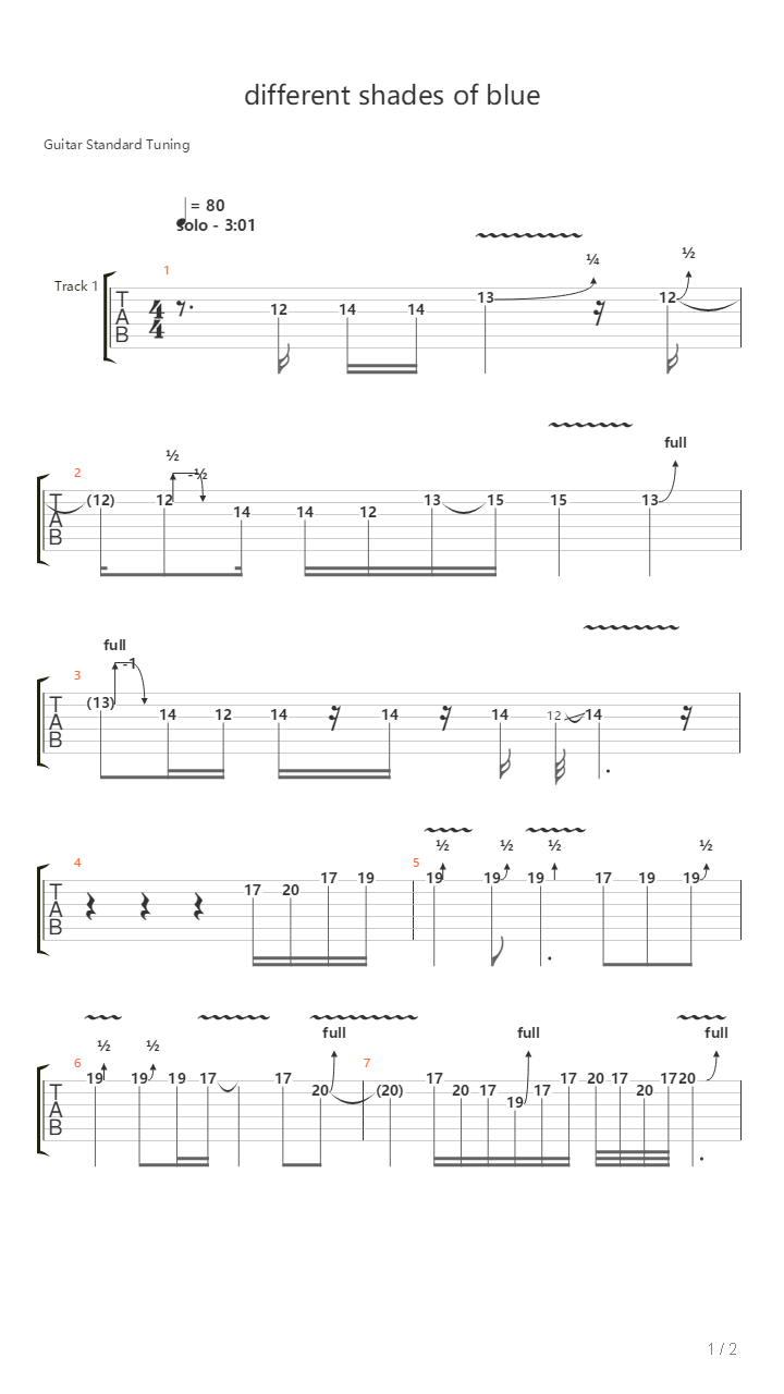 Different Shades Of Blue吉他谱