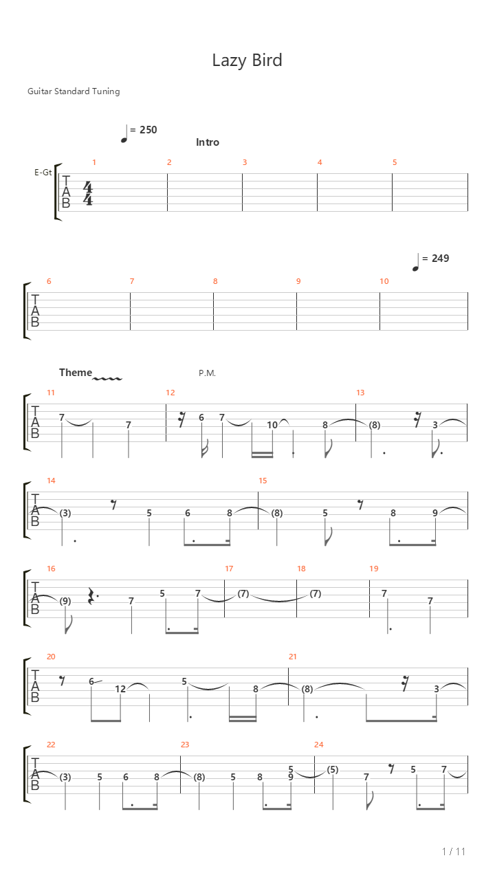 Lazy Bird吉他谱