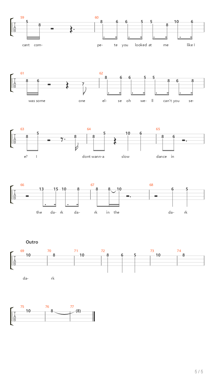 Slow Dancing In The Dark吉他谱