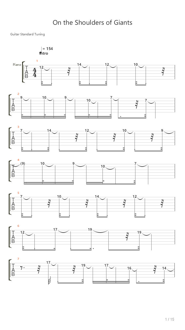 On The Shoulders Of Giants吉他谱