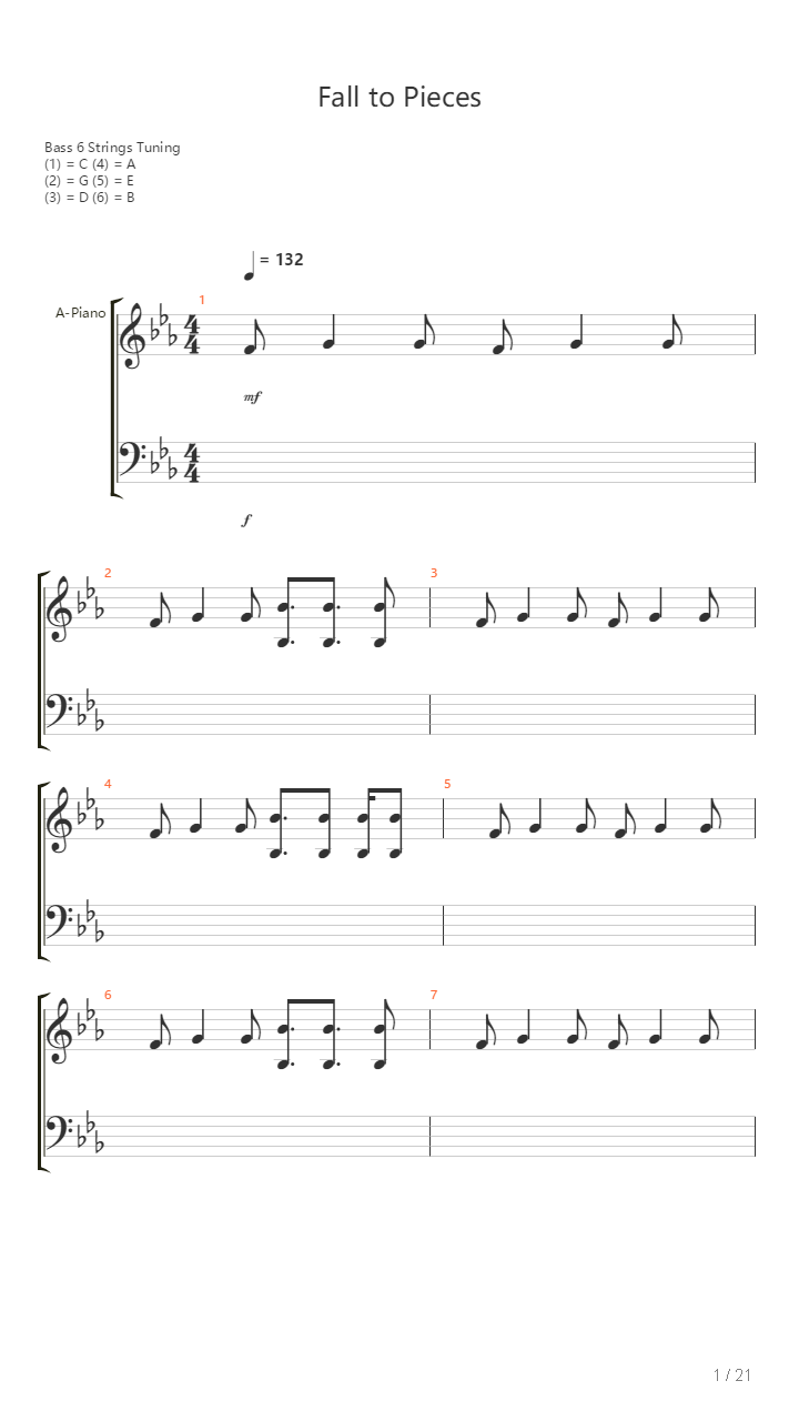 Fall To Pieces吉他谱