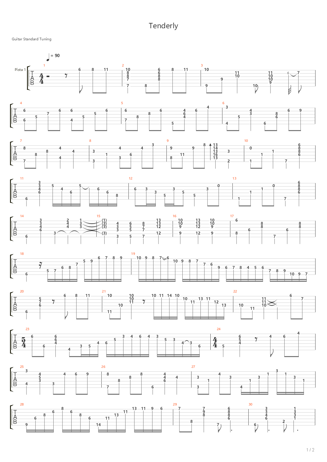 Tenderly吉他谱