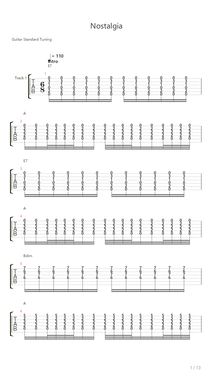 Nostalgia吉他谱