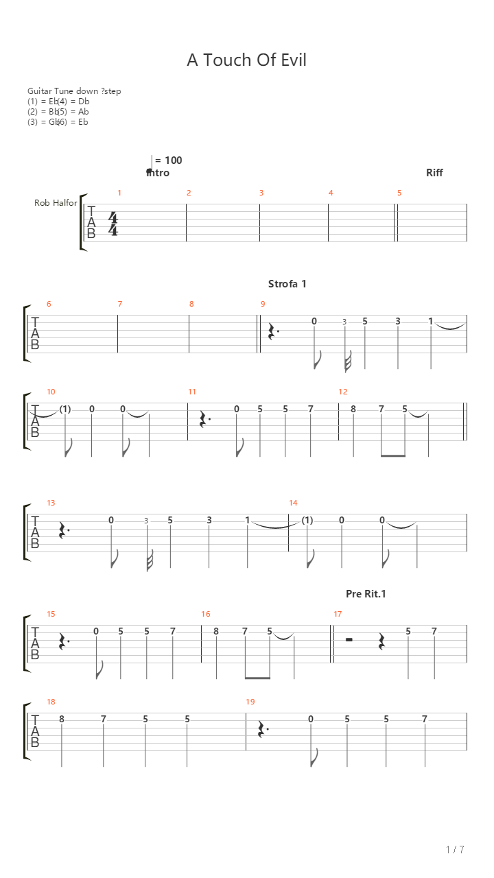 A Touch Of Evil吉他谱